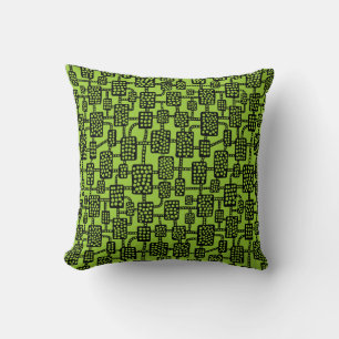 Abstract 041113 - Zwart op Martian Green Kussen