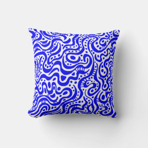 Abstract 041211 - Blauw op wit Kussen