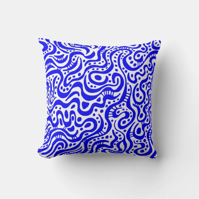 Abstract 041211 - Blauw op wit Kussen (Voorkant)