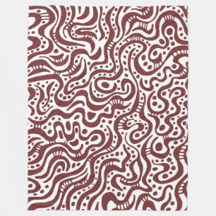 Abstract 041211 - Bruin in wit Fleece Deken