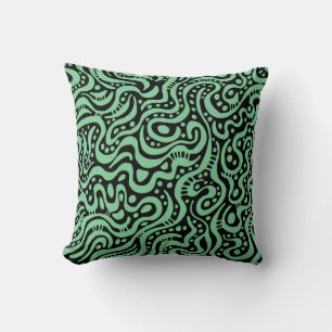 Abstract 041211 - Faded groen op zwart Kussen