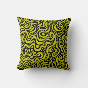 Abstract 041211 - Geel banaan op zwart Kussen