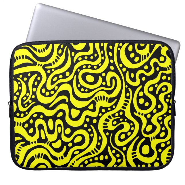 Abstract 041211 - Geel en wit Laptop Sleeve (Voorkant)