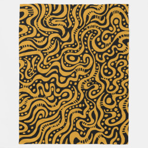 Abstract 041211 - Gold Brown op zwart Fleece Deken