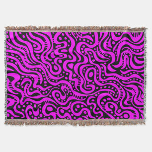 Abstract 041211 - Magenta op zwart Deken