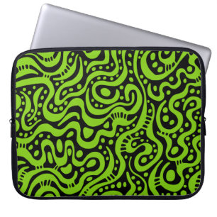 Abstract 041211 - Martian Green over zwart Laptop Sleeve