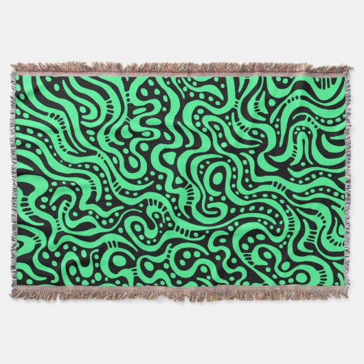 Abstract 041211 - Mint groen met zwart Deken (Voorkant)