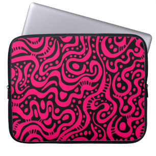 Abstract 041211 - Neon Red op zwart Laptop Sleeve