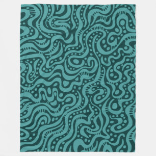 Abstract 041211 - Ocean Green op Dk Moss Green Fleece Deken