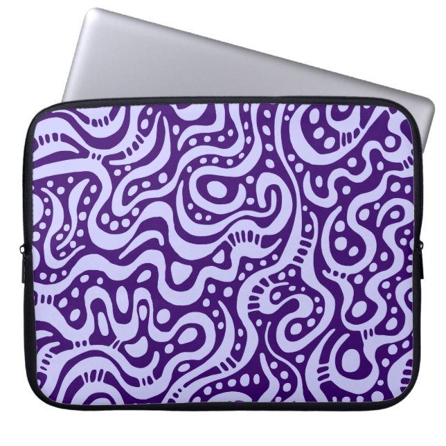 Abstract 041211 - Powder Blue op Deep Paars Laptop Sleeve (Voorkant)