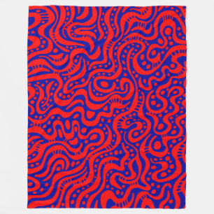 Abstract 041211 - Rood op Deep Blue 000099 Fleece Deken