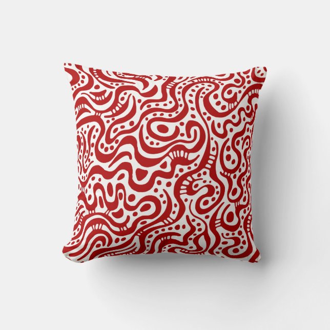 Abstract 041211 - Ruby Red on White Kussen (Voorkant)