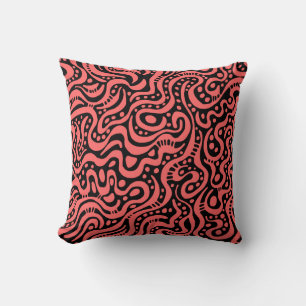 Abstract 041211 - Tropisch roze op zwart Kussen
