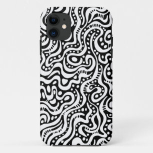 Abstract 041211 - White on Black Case-Mate iPhone Case