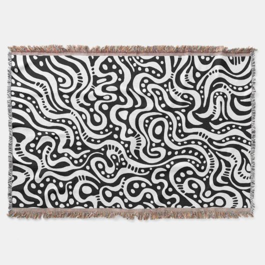 Abstract 041211 - White on Black Deken (Voorkant)