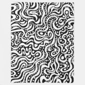 Abstract 041211 - White on Black Fleece Deken (Voorkant)
