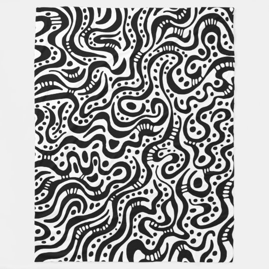 Abstract 041211 - Zwart op wit Fleece Deken (Voorkant)