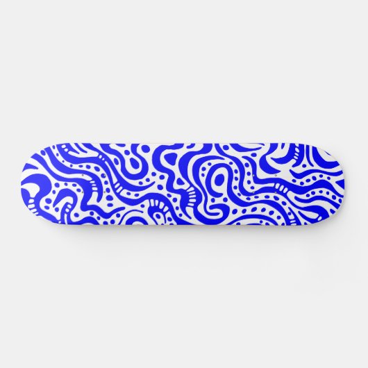 Abstract 041211v1 - Blauw op wit Persoonlijk Skateboard (Horizontaal)