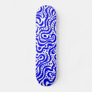 Abstract 041211v1 - Blauw op wit Persoonlijk Skateboard