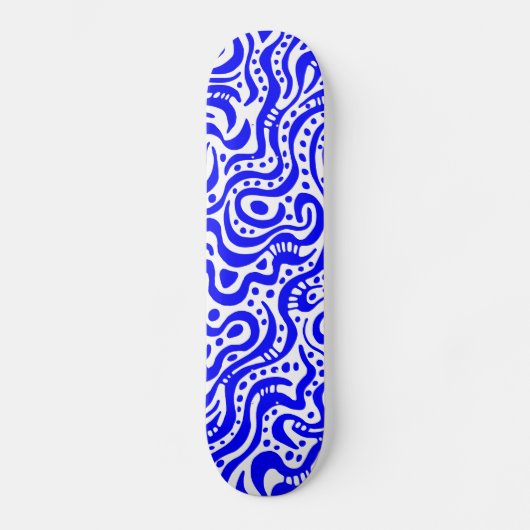 Abstract 041211v1 - Blauw op wit Persoonlijk Skateboard (Voorkant)