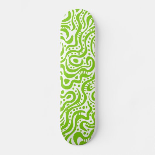 Abstract 041211v1 - Martian Green over White Persoonlijk Skateboard (Voorkant)