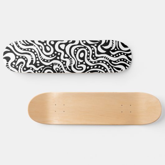 Abstract 041211v1 - Wit op zwart Skateboard (Horizontaal)