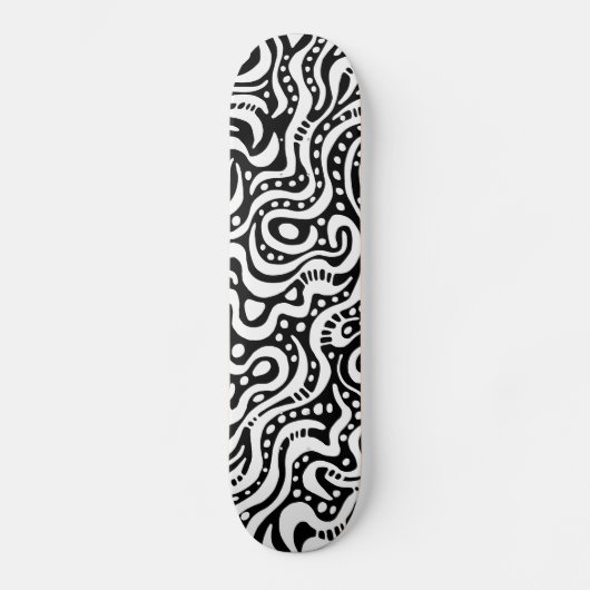 Abstract 041211v1 - Wit op zwart Skateboard (Voorkant)
