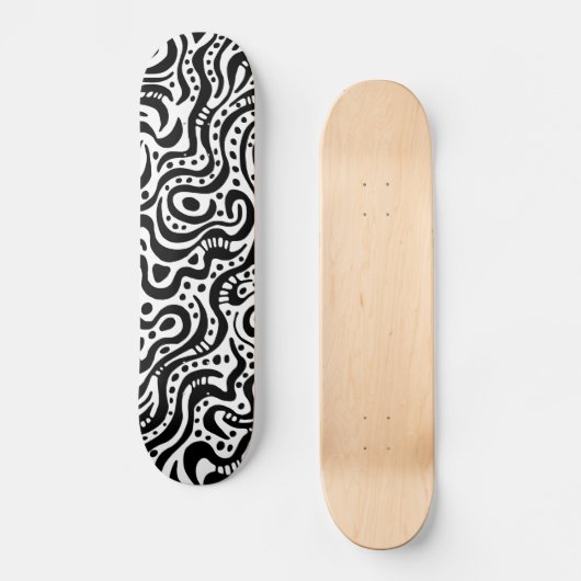 Abstract 041211v1 - zwart op hout skateboard (Voorkant)