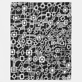Abstract 070517 - White on Black Fleece Deken