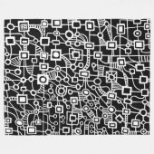 Abstract 070517 - White on Black Fleece Deken (Voorkant (Horizontaal))