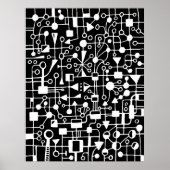 Abstract 090112 - Wit in zwart Poster (Voorkant)