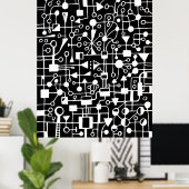 Abstract 090112 - Wit in zwart Poster (Thuiskantoor)