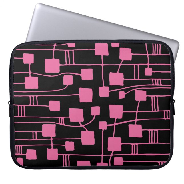 Abstract 111211 - Dusty Roos op zwart Laptop Sleeve (Voorkant)