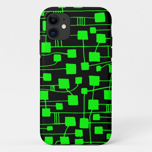 Abstract 111211 - Groen op zwart Case-Mate iPhone Case (Achterkant)