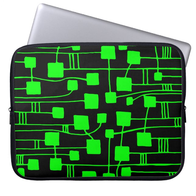 Abstract 111211 - Groen op zwart Laptop Sleeve (Voorkant)