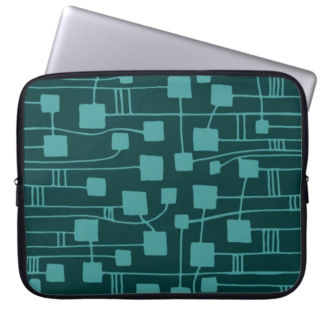 Abstract 111211 - Ocean Green op Dk Green Laptop Sleeve (Voorkant)