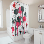 Abstract 11 rood zwart douchegordijn (In situ)