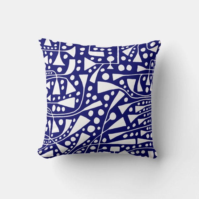 Abstract 120112 - White on Deep Navy Kussen (Voorkant)