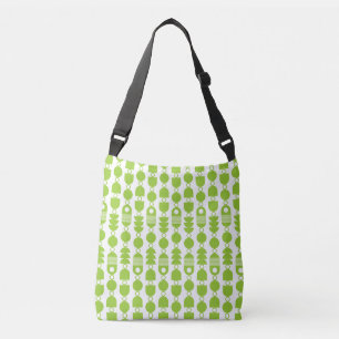 Abstract 140823 - Martian Green op Wit Crossbody Tas