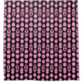 Abstract 140823 - Roze op Zwart Douchegordijn (Voorkant)