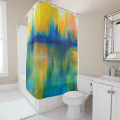 Abstract 14 oranje blauw groen douchegordijn (In situ)