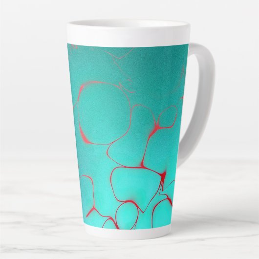 Abstract 16 Azure, Dappled Blue, Sinaasappel/rood Latte Mok (Rechterhoek)