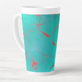 Abstract 16 Azure, Dappled Blue, Sinaasappel/rood Latte Mok (Linkerhoek)