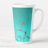 Abstract 16 Azure, Dappled Blue, Sinaasappel/rood Latte Mok (Rechts)