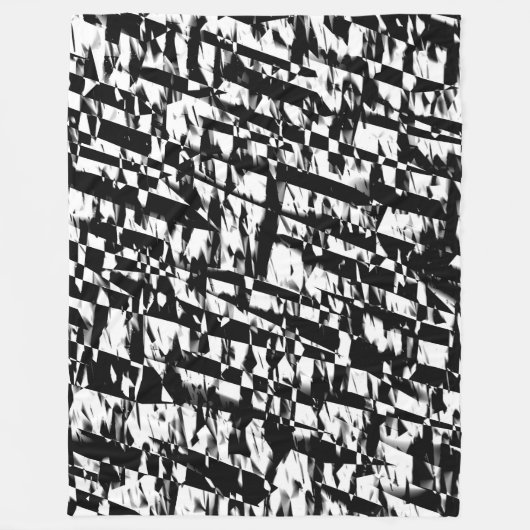 Abstract 190819 - 010 - zwart en wit fleece deken (Voorkant)