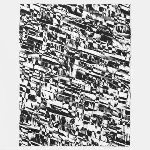 Abstract 190819 - 011 - zwart en wit fleece deken