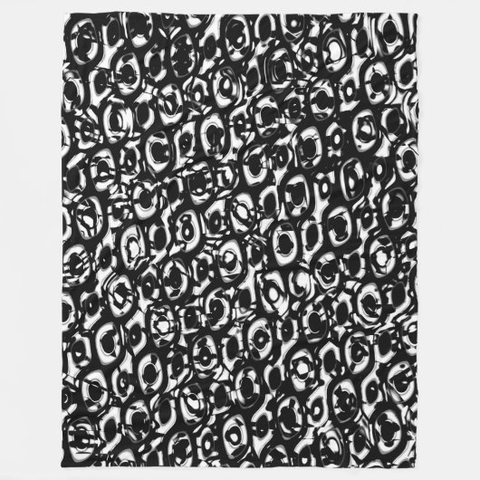 Abstract 190819 - 02 - zwart en wit fleece deken (Voorkant)