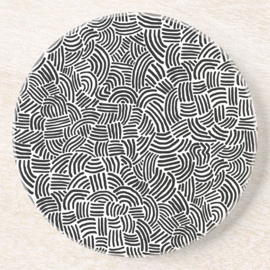 Abstract 200923 - Zwart op Wit Zandsteen Onderzetter (Voorkant)