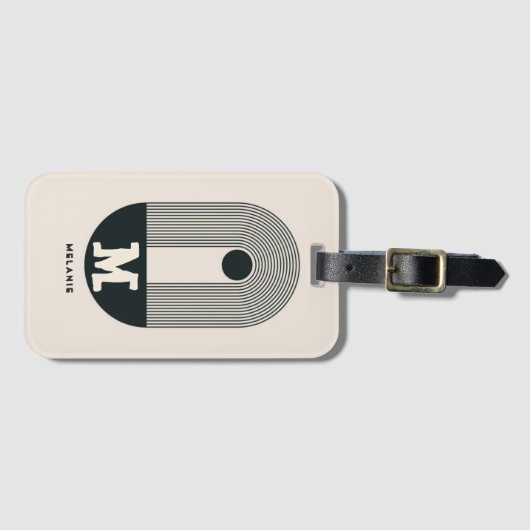 Abstract 20s aesthetic boho minimal Monogram Bagagelabel (Voorkant (horizontaal))
