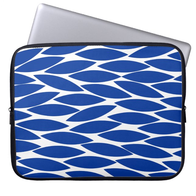 Abstract 250713 - marineblauw op wit laptop sleeve (Voorkant)